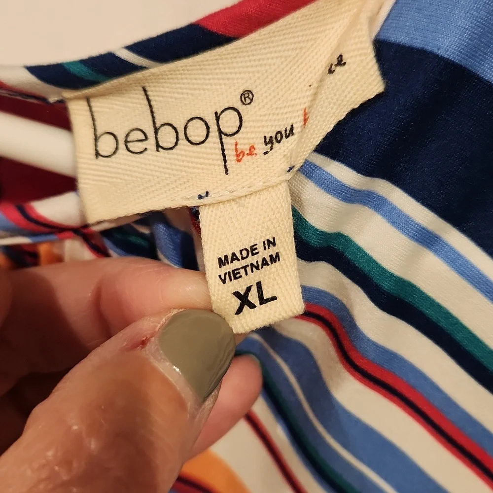 NEW- BeBop Blue and Pink Striped Dress- XL
